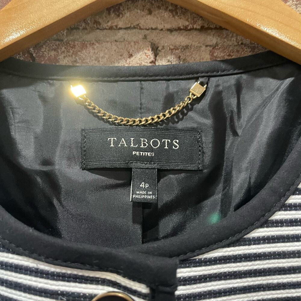 Talbots Striped‎ Black & White Blazer Jacket Size 4P - Picture 4 of 7